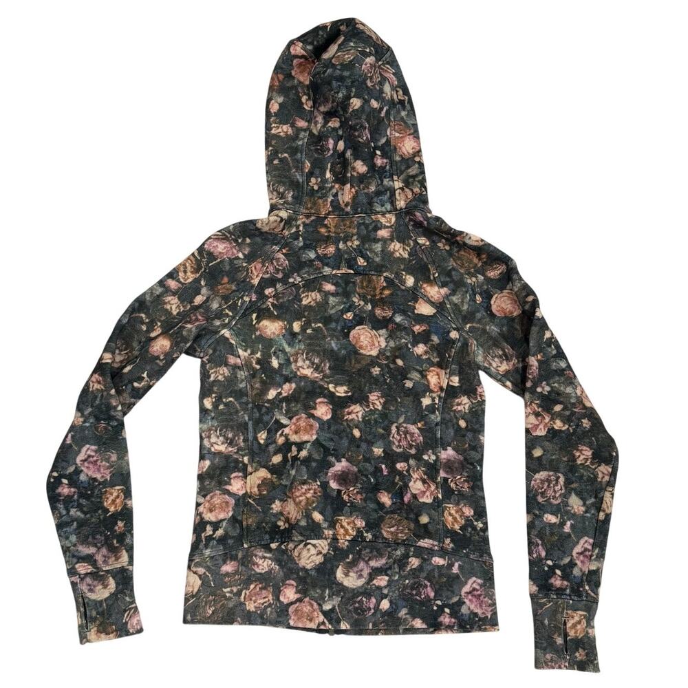 Lululemon Scuba Floral Flock Full Zip Hoodie Size 6 Black - Picture 2 of 11